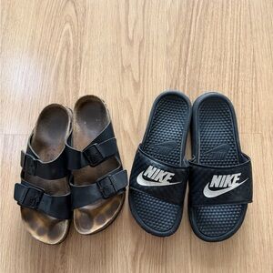 Nike Black m Slide Sandals women White Logo - Youth Sport Slides Birkenstock 10